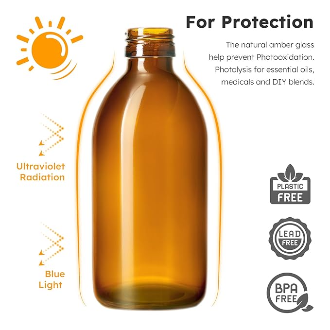 Tecohouse Glass Spray Bottle 8 oz, Clear Small Empty Refillable Sprayer Container with Labels, Funnel, Lids, Graduated Pipettes - Handheld Size
