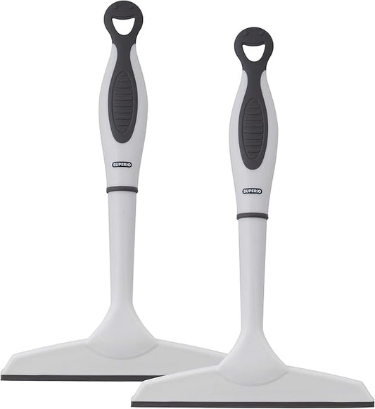Superio Rubber Squeegee, 2 Pack, Streak Free All Purpose Window Squeegee, Comfort Grip Handle and Hanging Hook (Grey, 6 Inch- 2 Pack)