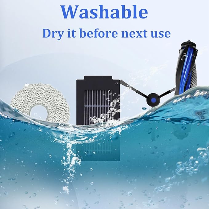 16 Pack Replacement Parts for Ecovacs Deebot T50 Pro/ T50 Omni/ T50 Pro Omni Vacuum Cleaner, 1 Main Brush, 2 Filters, 4 Wipes, 4 Side Brushes, 4 Dust Bags (NOT for T50 Max Pro Omni & T50 Max Pro)