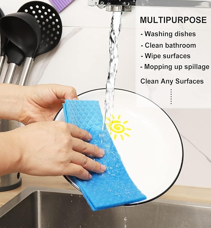 12 Packs Swedish Dishcloths for Kitchen, Reusable Paper Towels Compostable Swedish Dish Clothes for Kitchen and Household Use