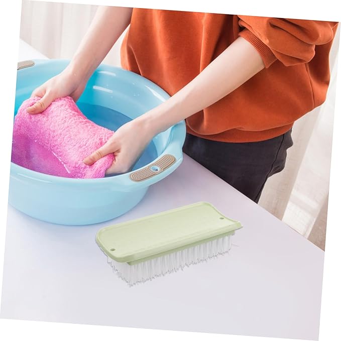 2sets Portable Laundry Scrubbing Brush Light Green for Shoes Clothes and Household Cleaning Durable Convenient Storage with Hanging 2pcs*2