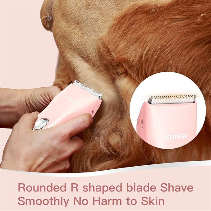 Founouly Dog Cat Home Hair Clipper Portable Electric Pet Grooming Kits,Pink,TS006