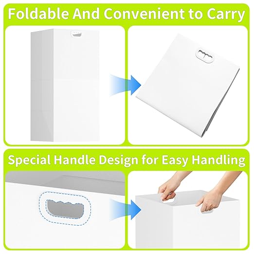 13 Gallon Disposable Trash Cans for Parties, 6 Pack Extra Large Portable Trash Can White Pop Up Trash Cans Bin, Recycle Collapsible Garbage Can Bins for Party Kitchen Camping Trash Can