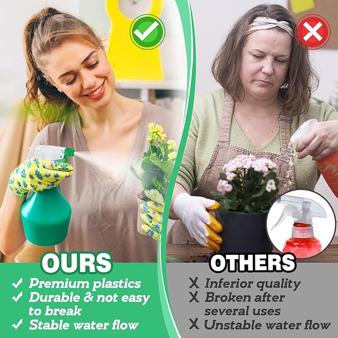 6Pcs Spray Bottle Replacement Nozzle- Reusable Quality Trigger Spray Nozzles with Mist Stream Sprayer, Fit Standard 28/400 Neck 32oz, 16oz, 8oz Bottles for Garden Home Kitchen Office Gifts, Green