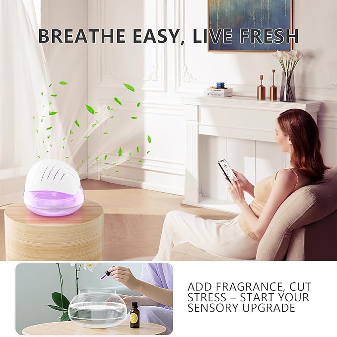 BBMars water air purifiers for home Essential Oil Aroma Diffuser With 7 Color LED Night light Small Air Cleaner For Smoke and Pets Air Revitalizer & Freshener for Home and Office