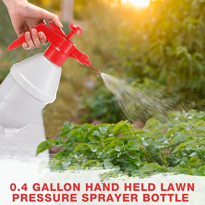 2 Pcs 50 oz Handheld Pump Spray Bottle Garden Spray Bottles Lawn Pressure Hand Pump Sprayer with Adjustable Nozzle for Chemicals Watering Weeds Garden and Car Detailing & Washing (Red)