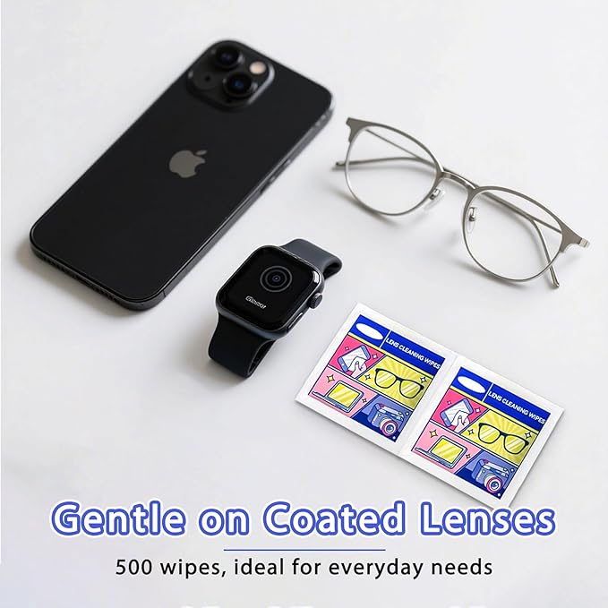 Eye Glasses Cleaner Wipes,Lens Wipes for Glasses/Sunglasses/Eyeglasses,Cleaning Wipes,Lens Wipes Individually Wrapped,Safe for All Lens Surfaces(500PCS)