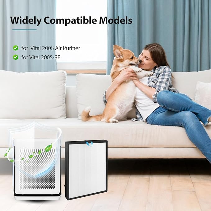 Vital 200S Replacement Filter Compatible with LEVOIT Vital 200S and Vital 200S-P Air Purifier， High-Efficiency Activated Carbon， Vital 200S-RF Replacement Filter， LRF-V201-WUS， 2 Pack