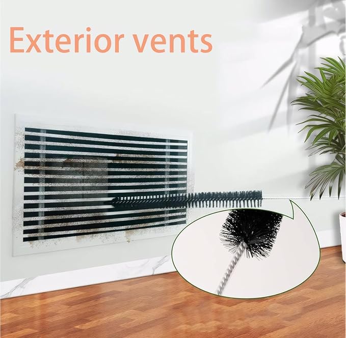 Dryer Vent Cleaning Brush - Lint Removal Cleaner Tool, LongFlexible with Wood Handle 2Pcs