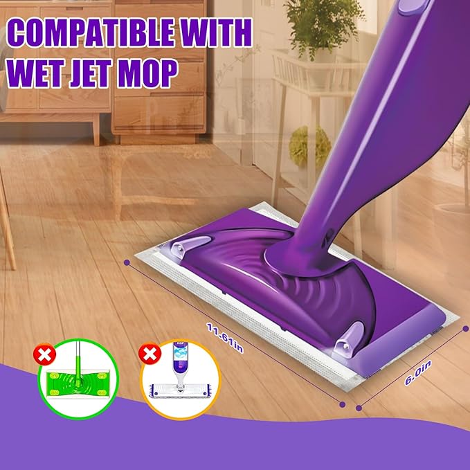 80 Count WetJet Pads Refill Compatible with Swiffer WetJet Spray Mop, Wet Jet Mopping Pads for All Purpose Multi Surface Hardwood Floor Cleaning, 4 Layers Thickened and Super Absorbent.