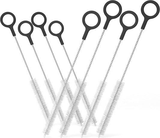 Buenalife Heavy Duty Cleaning Brushes Set of 8 - Extra Long Straw Cleaners for Metal and Plastic Reusable Drinking Straws, to Clean Small Spaces, Sippy Cups, Water Bottles - Sturdy Hard Brush Bristles