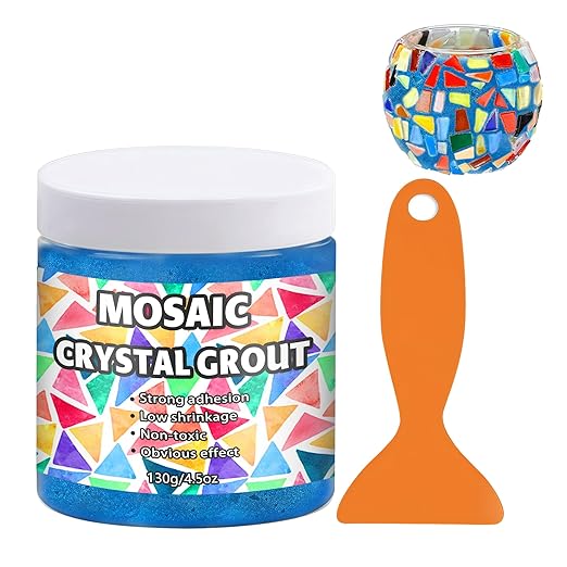 OOTDART Mosaic Crystal Grout, Mosaics Tile Tools, Mosaic Tile Accessories – Essential for Handmade Grouting and Perfect for DIY Craft Projects (Azure, 4.5oz)