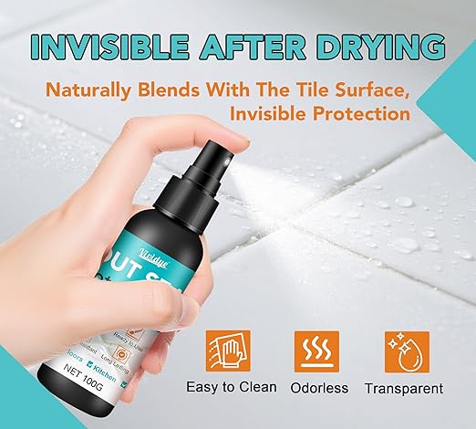 Grout Sealer, 7oz/200g Waterproof Grout Sealant Spray with Squeeze Tip, 100% Safe Grouts Repair Kit for Shower, Bathroom, Floors, Clear Tile Sealer Protector for Ceramic, Marble, Granite & Stone﻿