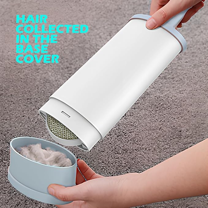 Double Sided Self-Cleaning Pet Hair Remover Brush - Reusable Lint Brush for Laundry & Clothes, Dog Cat Fur Tool (Blue)