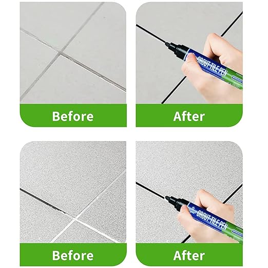 5 PCS Tile Grout Pen Home Repair Pen Tile Paint Markers for Tiles Floor Wall Bathroom Kitchen Repair Tools (White)