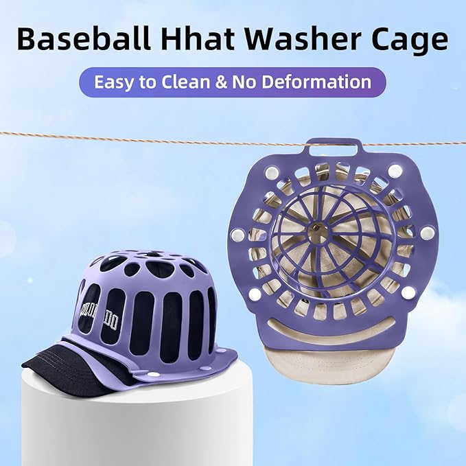 Silicone Hat Washer Cage Hat Cleaner for Baseball Caps, Rust-Proof & Shape-Saving Design,Ball Cap Washer Fit for Adults and Kids Hats Shaper,Flexible and durable，Cap holder,Purple