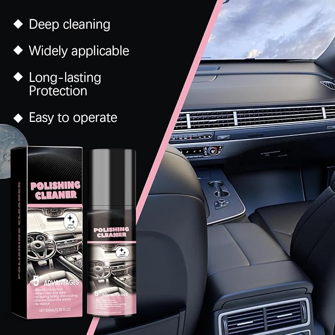 Vexoilux Polishing Cleaner Car Interior, 100ml Car Interior Cleaner Spray, All Purpose Car Interior Detailer Cleaner for Dashboards, Seats, Leather, Plastic 2PCS