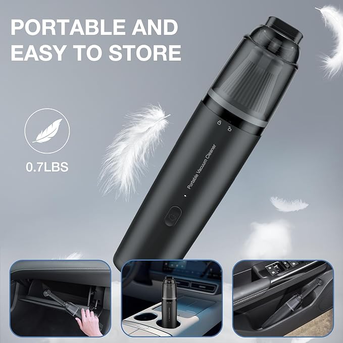 LYFUHUI Car Handheld Vacuum Cordless 1300 PA Suction Power, Portable Mini Vacuum Cleaner for Car Home Office and Pet Hair, Black