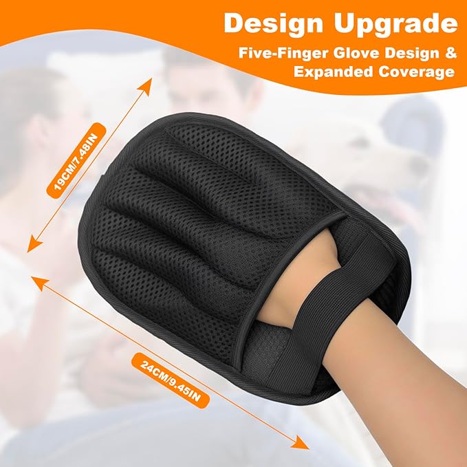 IDAFureverHome 2 Pairs of pet Grooming Gloves, Suitable for Cats and Dogs. Five-Finger Static pet Grooming Gloves. Reusable pet Grooming Tools for Sofas, Clothes, pet beds and Carpets. (S)