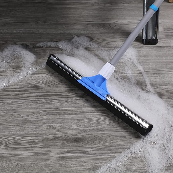 YONILL Floor Squeegee for Concrete Floor - 50" Squeegee Broom with Long Handle for Tile Floor, Heavy Duty Foam Floor Water Wiper for Garage, Shower, Kitchen, Windows, Glass, Carpet and Pet Hair