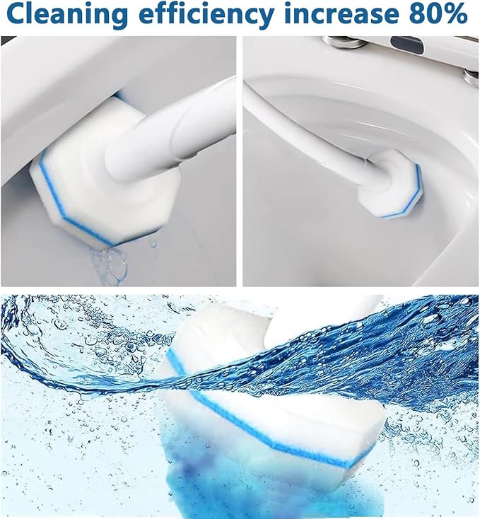 60 Counts Upgraded Disposable Cleaner Wand Brush Heads - Compatible with Clorox Toilet Bowl Cleaner Wand Refills for Bathroom Cleaning