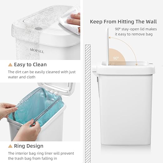 MOPALL Slim Bathroom Trash Can with Lid Soft Close, 21.5L/5.7Gal Bathroom Garbage Can with Press Top Lid & Foot Pedal, Step Trash Bin Wastebasket Waste Bin for Home, Kitchen, Garage, Apartment, Office