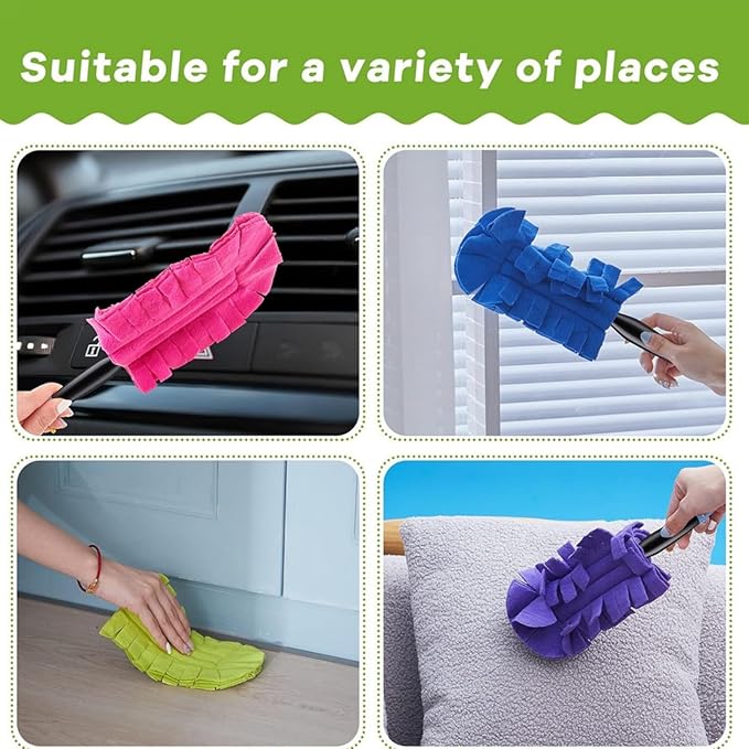 360° Electrostatic Duster Refills — The Sustainable Choice for a Dust-Free Home, Washable & Reusable, High-Density Microfiber (1 Handle + 5 Refills)