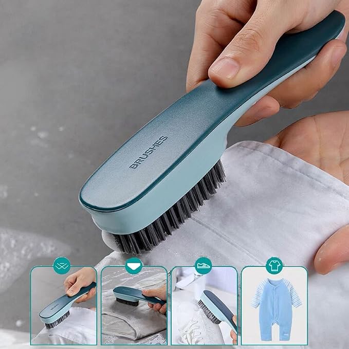 Laundry Scrub Brush 2 Pack Soft Bristle Brush for Stains & Clothes - Household Cleaning Tool for Bathroom Countertops & Bathtubs (Blue)