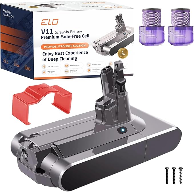 ELO V11 Screw Version Battery Compatible with V11 Screw-Installation Battery Vacuums: V11 Animal, V11 Complete, V11 Pro, V11 Torque, SV14.(for Screw-in Version Only) Part No. 970145-06