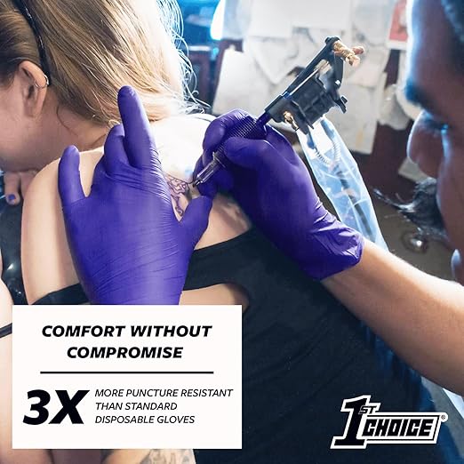 1st Choice 3 Mil Indigo Nitrile Exam Gloves Latex Free, Disposable Medical Grade, Food Prep, Tattoo, Small, Box of 100