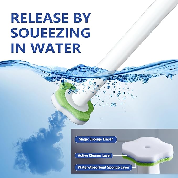 Toilet Bowl Wand Cleaner Refills,Disposable 30 Magic Sponge Eraser Wand Refills, for Bathroom Toilet Cleaning Brush(Refills, 30 PCS)