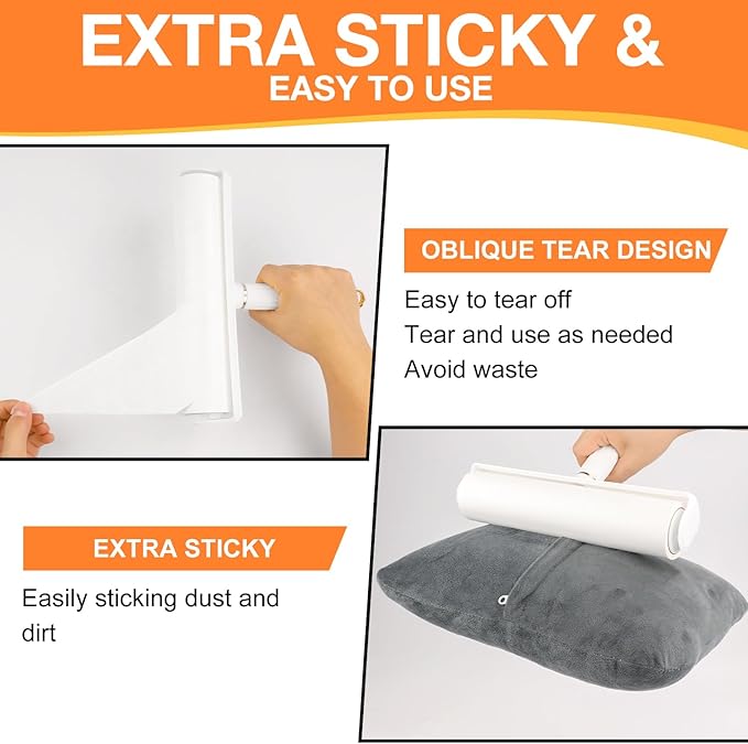 LINSIRON Large Lint Roller Pet Hair Remover 540 Adhesive Sheets Rollers 9.45 Extra Sticky Dog Cat Adjustable Handle 7.9-47.6 Inch, 6 Replaceable Rolls 90 Sheets Each, 3 Extension Rods for 4 Heights