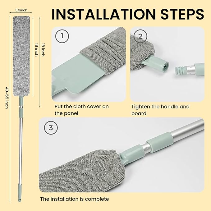 Retractable Gap Dust Cleaning Artifact |Extendable Duster Cleaning Tool for Hard-to-Reach Areas |Reusable Washable Dusting Wand for Home,Ceiling,Blinds,Under Furniture (2)