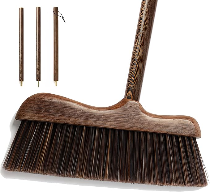 Xifando Wood Angle Broom – 44.8” Wooden Handle Compact Brooms for Indoor Kitchen – Soft PP Bristles, Durable Sweeping Broom