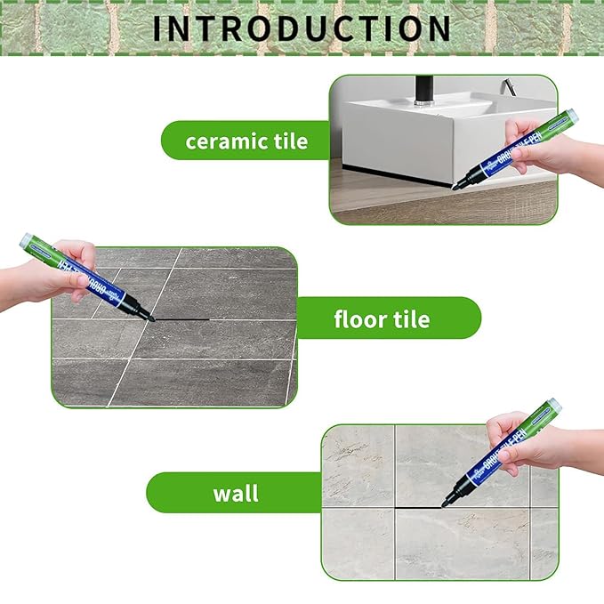 5 PCS Tile Grout Pen Home Repair Pen Tile Paint Markers for Tiles Floor Wall Bathroom Kitchen Repair Tools (Dark Gray)