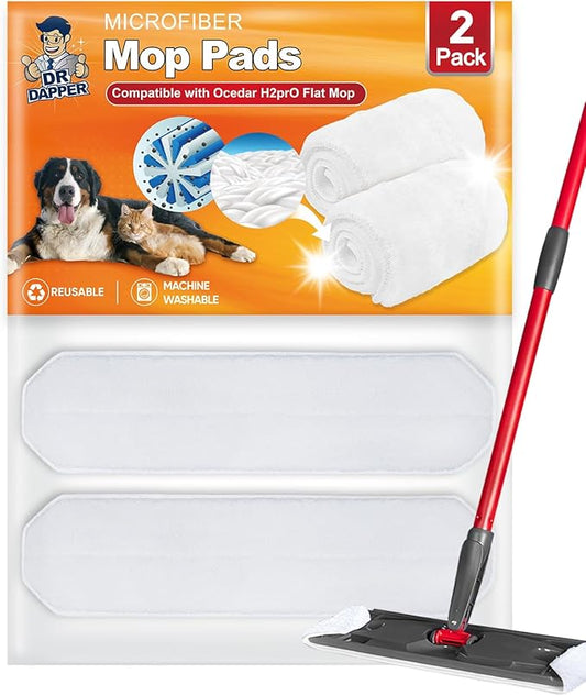 Flat Mop Refills Compatible with O Cedar H2prO Flat Mop System, Mops Replacement Heads fit for O Cedar H2 prO Flat Mop Refills Pads, Washable Reusable Mop Pad Refills, 2 Pack