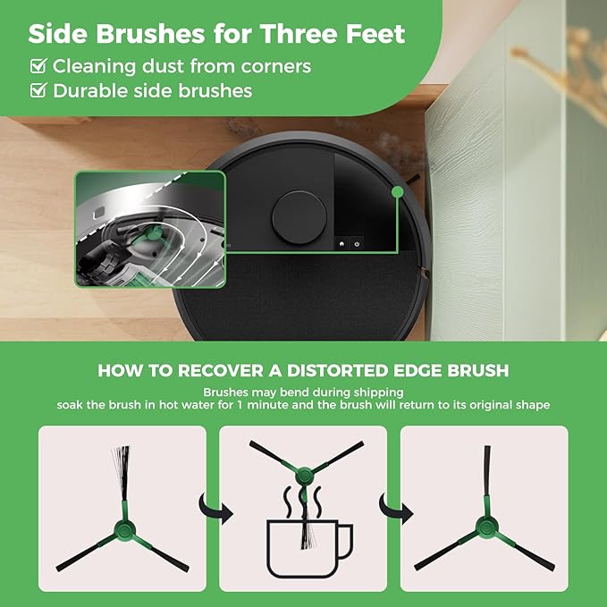28PCS Accessories for iRobot Roomba Plus 405/505/507 Combo Robot Vacuum Cleaner, Parts Contents 2 Roller Brushes, 6 Side Brushes, 6 Dust Bags, 4 HEPA Filters, 8 Mop Pads, 1 Cleaning Brush
