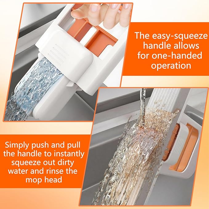 Mini Foldable Desktop Mop, Portable Cleaning Sponge Mop, One-Hand Squeeze Handle & Replaceable Head,Wet Dry Use with Deep Grooves, for Kitchen, Countertops, Glass, Tile (2Pcs)