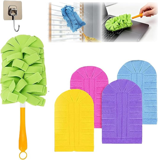 360° Electrostatic Duster Refills — The Sustainable Choice for a Dust-Free Home, Washable & Reusable, High-Density Microfiber, Fits Most Standard Duster Handles (4PCS)