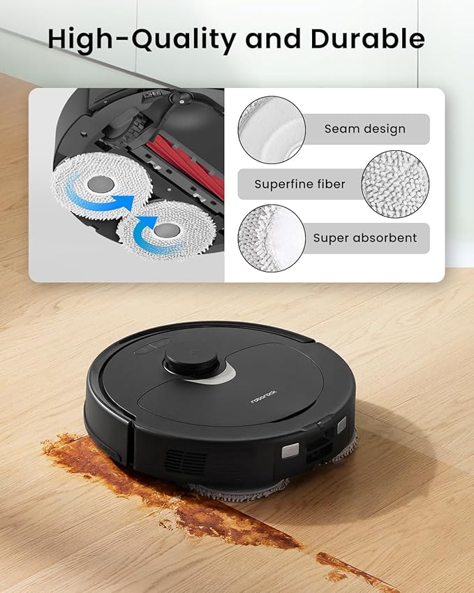 6Pcs Microfiber Mop Cloth Pad for Roborock Q Revo,Qrevo S,Qrevo Pro,Qrevo Master,Qrevo MaxV,QV35A,QV 35S,Qrevo S5V,Qrevo Edge S5A,Qrevo Curv,Saros 10R Robot Vacuum, Washable Mopping Cloth Accessories