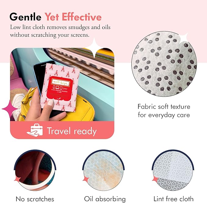 Well-Kept Tech & Lens Wipes - Eyeglass, Screen & Phone Cleaning, Multi-Surface, Lint-Free, Pre Moistened, Streak-Free & Non Scratching - Lobsterfest, 6 Pack (90 Count)
