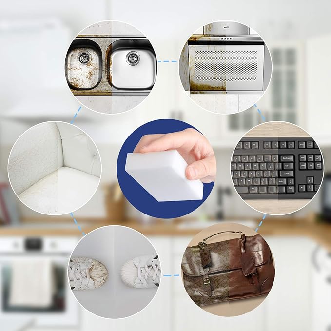 100-Pack 10x6x2cm Cleaning Sponge in Bulk Melamine Multi-Functional Sponges for Kitchen, Bathroom, Toilet