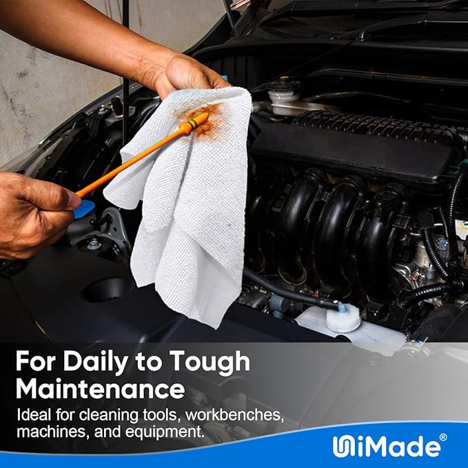 UNIMADE Microfiber Cleaning Cloth, 10 Pack Reusable Microfiber Towels for Cars Lint Free Cleaning Shop Towel Rags for Home Kitchen Automotive Bar Mechanic Restaurant Garage, 11.5"x 11.5", White