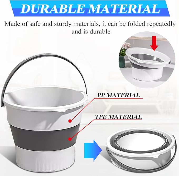 Collapsible Bucket 4.5 Gallon/17L Large Plastic Household Cleaning Mop Buckets Foldable Water Bucket for Car Wash Fishing Camping Beach (White)