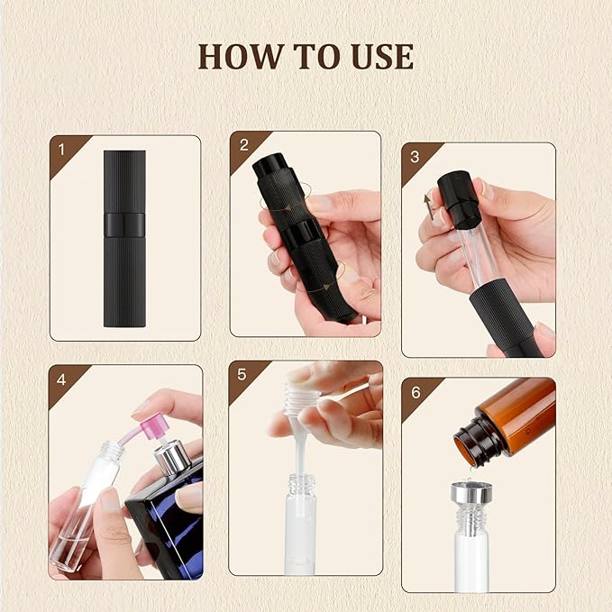 LISAPACK Perfume Travel Refillable Bottle - Atomizer Cologne Spray for Men Portable - Mini Sprayer Empty for Refill - Small Size 8ML Striped (Black, Silver, Blue)