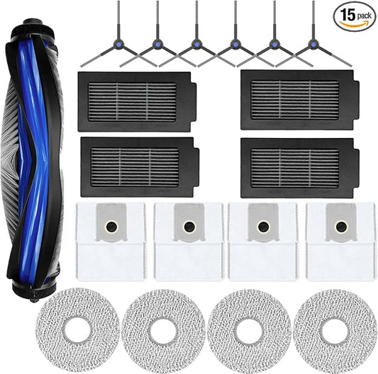 T50 Replacement Parts for ECOVACS DEEBOT T50 Series T50 PRO/T50 Max Vacuum and Mop Accessories Kit, includes V-shaped brush, Mop pads, Hepa Filters, Dust Bags, and Side Brushs