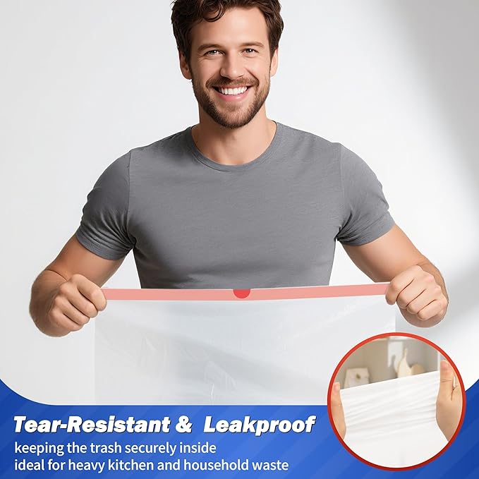 WINNER Trash Bags 13 Gallon, 20 Count Drawstring Tall Kitchen Garbage Bags, Unscented White Plastic Bags, Trash Can Wastebasket Bin Liners for Bathroom Apartment Office Home & Kitchen