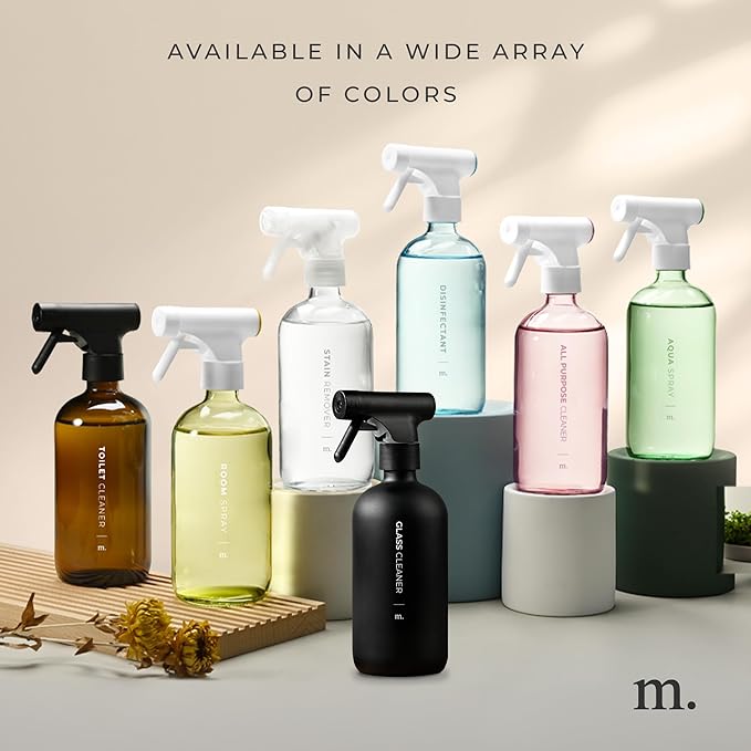 MaisoNovo Spray Bottle for Hair - 16.9 fl oz Black x 2 with 16 Labels