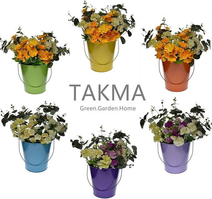 Colored Metal Buckets with Handle, 6 Pack 5.91 Inch Galvanized Iron Pail Bucket for Kids,Classroom,Crafts,and Party Favors (Multi-Colored)
