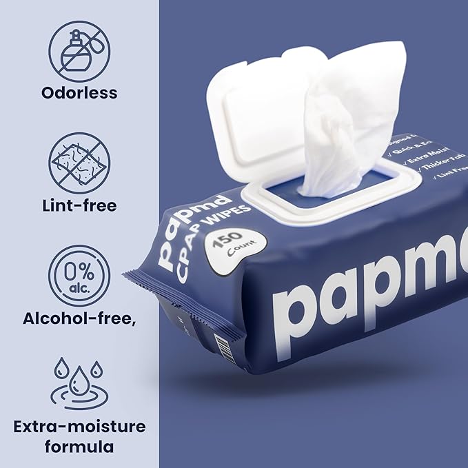 Unscented CPAP Wipes, 2x 150-Pack Travel Wipes, Thick Lint-Free Fabric for Mask, Tube & CPAP Machines, Enhanced Moisture & Easy Pull Design